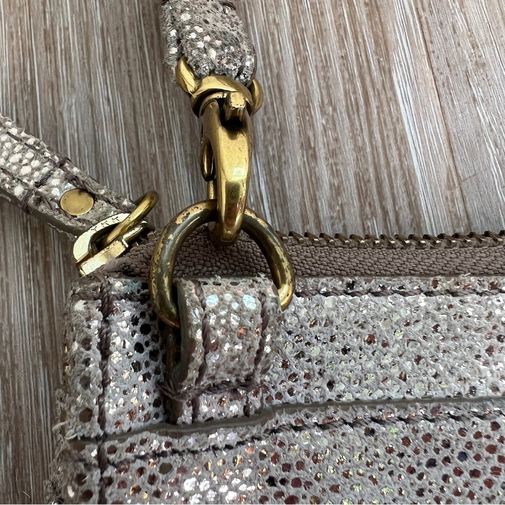 Fossil Metallic Leather Crossbody Wallet Clutch bag purse - Picture 3 of 14